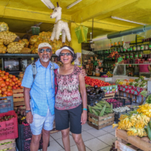 Couple enjoying produce market, Puerto Vallarta Walking Tours.-