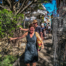 Crossing the swinging bridge, Puerto Vallarta Walking Tours.-