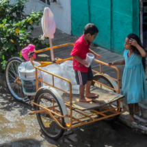 Children, ice delivery cart, Puerto Vallarta Walking Tours