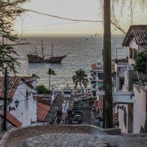 Gringo Gulch, ocean view, cobblestones, pirate ship, colonial architecture, Puerto Vallarta Walking Tours