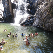 Waterfall swimmers.-141044
