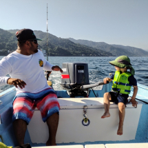 Giving a young boy chance to stear!